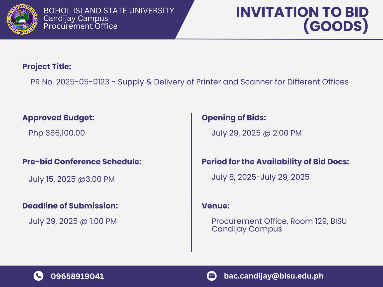 NEW PROCUREMENT OPPORTUNITIES – INVITATION TO BID (GOODS) – photo 3